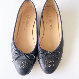 CHANEL シャネル メッシュ レースバイカラーバレエシューズ 37