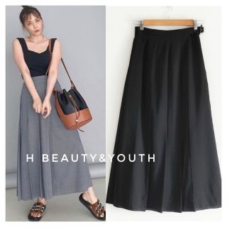 ビューティアンドユースユナイテッドアローズ(BEAUTY&YOUTH UNITED ARROWS)のH BEAUTY&YOUTH ラッププリーツスカート 黒 S 本田翼さん愛用(ロングスカート)