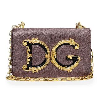 ドルチェアンドガッバーナ(DOLCE&GABBANA)のドルチェアンドガッバーナ DG Girls 2WAY ショルダーバッグ 斜め掛け ナッパレザー ローズゴールド ピンク BB6498 DOLCE&GABBANA（美品）(ショルダーバッグ)