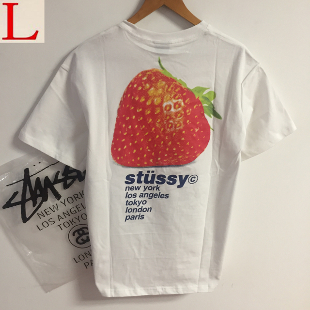 【新品】stussy Tシャツ　サイズXL ブラック　いちご