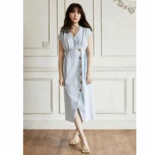 ハーリップトゥ(Her lip to)のDenim Wrap-effect Midi Dress(ロングワンピース/マキシワンピース)