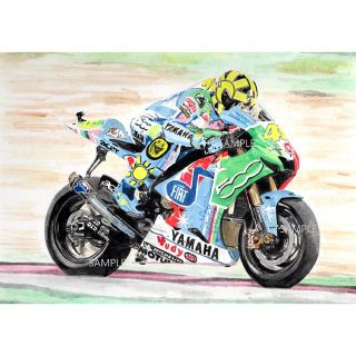 ヤマハ(ヤマハ)のヤマハ YZR―M1 ヴァレンシーノロッシ 水彩画 バイク イラスト(その他)