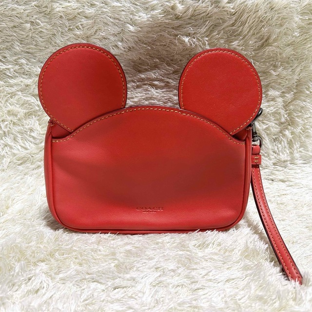 COACH×Disney ディズニー ポーチ F59529 赤 レザー