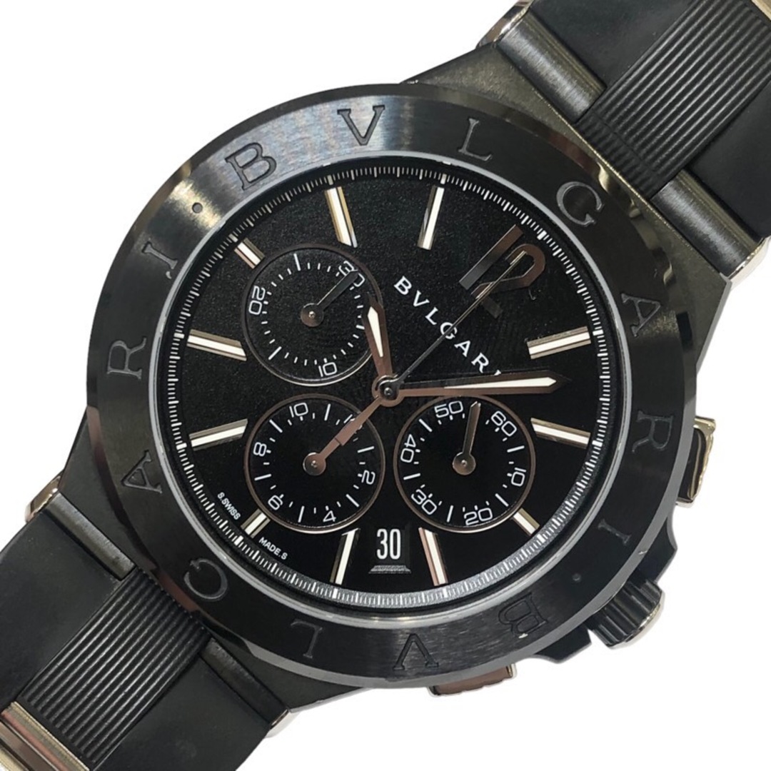 ブルガリ BVLGARI ディアゴノ ウルトラネロ クロノグラフ DG42BSCCH ブラック ステンレススチール SS 自動巻き メンズ 腕時計
