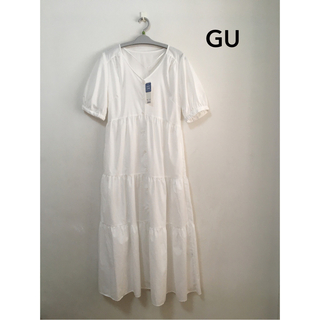 ジーユー(GU)の新品 GU ロング ティアード ワンピース M(ロングワンピース/マキシワンピース)