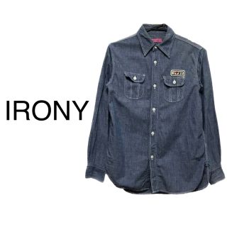 アイロニー(IRONY)のIRONY アイロニー【美品】ロゴワッペン シャンブレー 長袖 コットン シャツ(シャツ/ブラウス(長袖/七分))