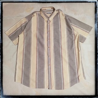 【C66】JOHN HENRY USA古着 半袖ストライプシャツ シャンブレー(シャツ)