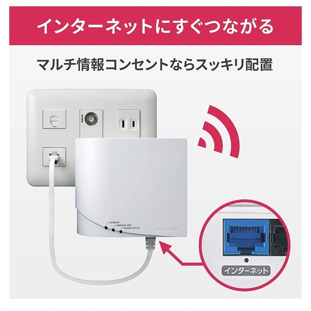 IODATA(アイオーデータ)のI・O DATA Wi-Fiルーター WN-DX1300GRN スマホ/家電/カメラのPC/タブレット(PC周辺機器)の商品写真