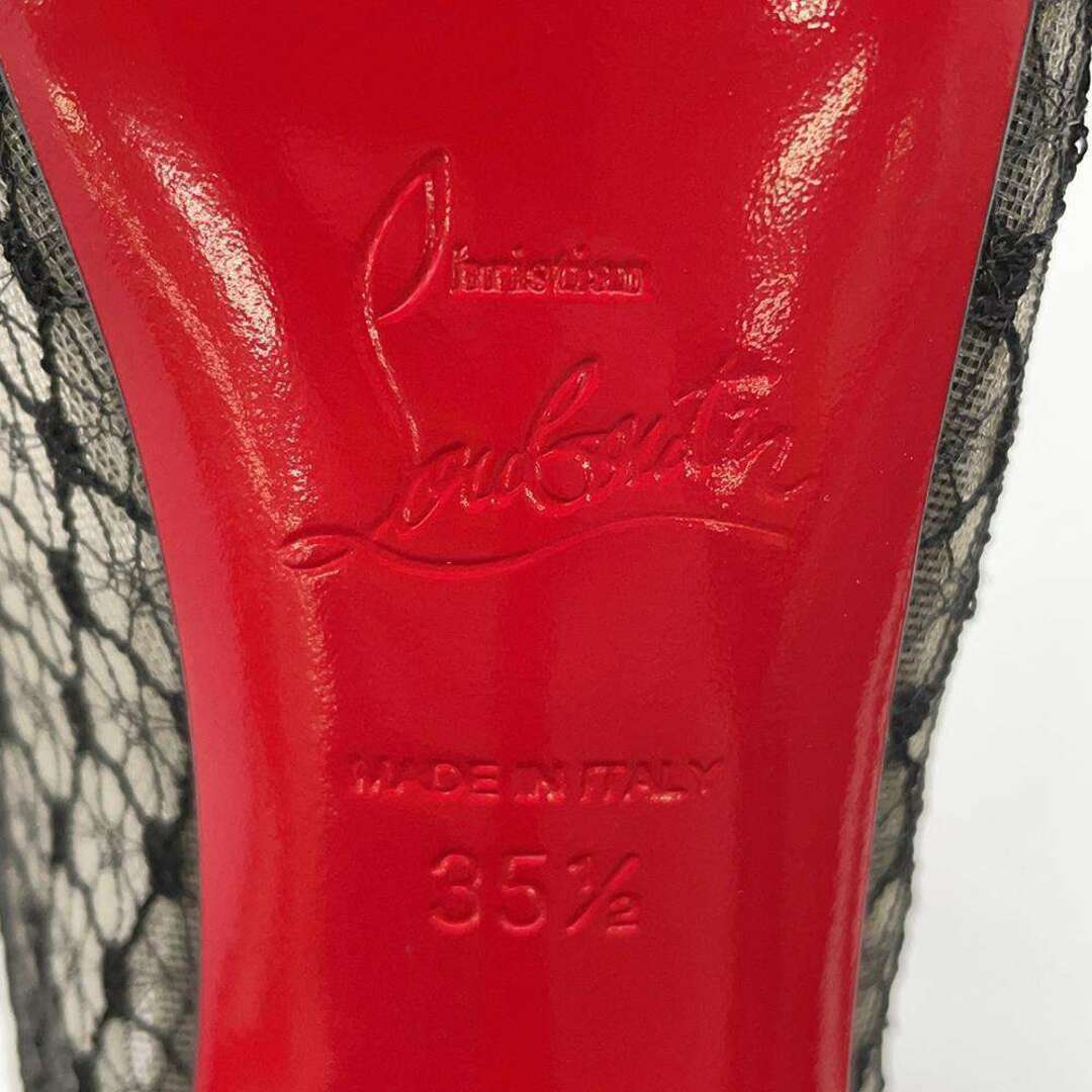 クリスチャン・ルブタン パンプス リボン レース パテント レディースサイズ35 1/2 Christian Louboutin ブーティ 靴 黒