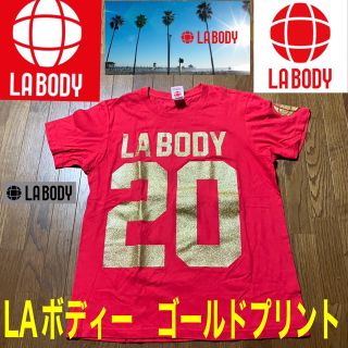 LA BODY オリジナル　赤Tシャツ　ゴールドプリント(Tシャツ/カットソー(半袖/袖なし))