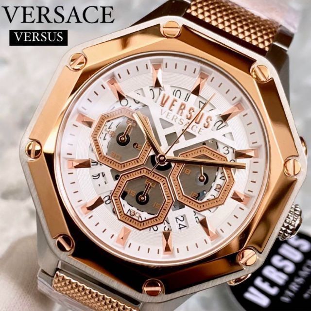 【定価約4万円】新品ヴェルサス/ヴェルサーチ  ゴールド シルバー メンズ腕時計