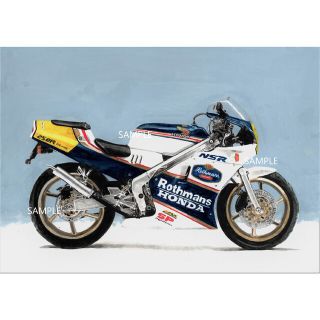 ホンダ(ホンダ)のホンダ NSR250R ロスマンズカラー 水彩画 バイク イラスト インテリア(その他)