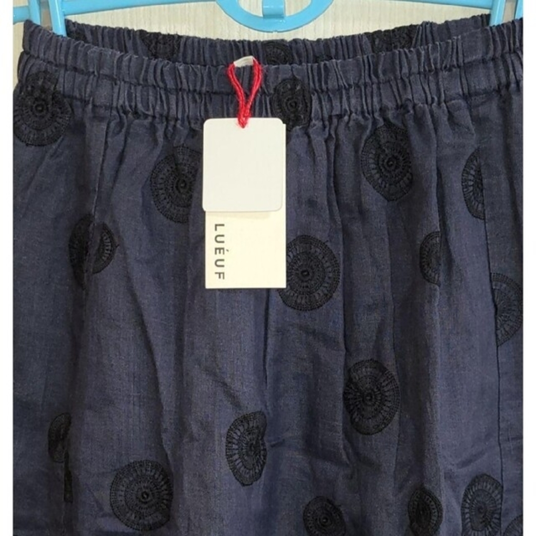 《 LUEUF・ルフ 》麻 リネン100% 裏地付き ドット刺繍 ロングスカート 2