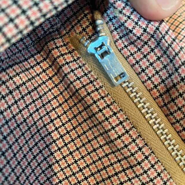 60s70s unknown フレアパンツ 35W ピンク×ブラック チェック メンズのパンツ(スラックス)の商品写真