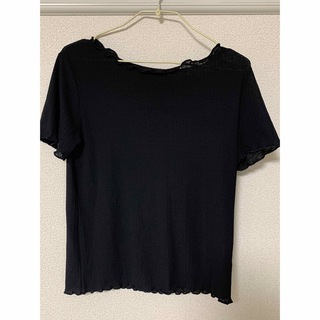 ジーユー(GU)のシアー　半袖Tシャツ　ブラック(Tシャツ(半袖/袖なし))