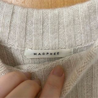 MACPHEE ラムカシミヤ ワイドリブ ビルドネックワンピース