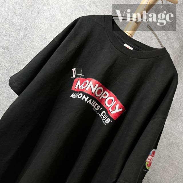 【vintage】モノポリー BIG プリント ルーズ 黒 Tシャツ XL