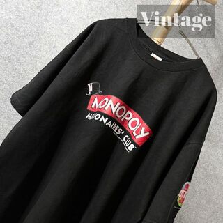 アートヴィンテージ(ART VINTAGE)の【vintage】モノポリー BIG プリント ルーズ 黒 Tシャツ XL(Tシャツ/カットソー(半袖/袖なし))