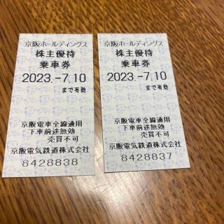 京阪電鉄　株主優待乗車券　2枚(鉄道乗車券)