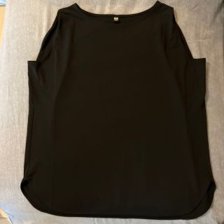 ユニクロ(UNIQLO)のユニクロ　クレープジャージーT（ノースリーブ）黒　M(シャツ/ブラウス(半袖/袖なし))