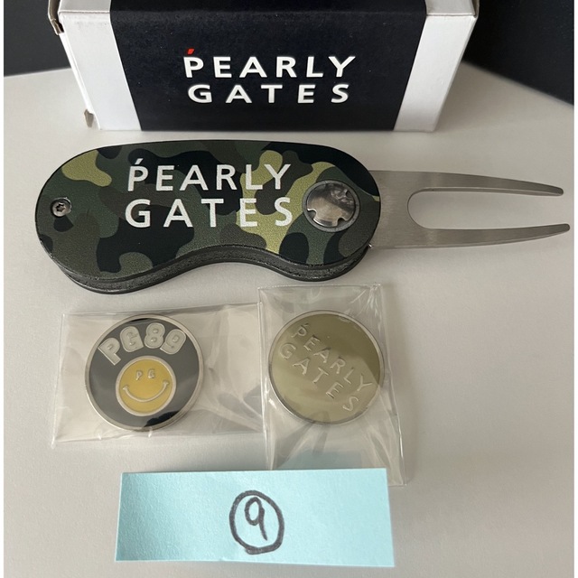 PEARLY GATES(パーリーゲイツ)の⑨ マーカー付PEARLYGATESパーリーゲイツグリーンフォーク迷彩柄カモフラ スポーツ/アウトドアのゴルフ(その他)の商品写真