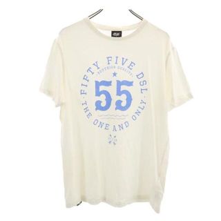 フィフティーファイブディーエスエル(55DSL)のフィフティーファイブディーエスエル ロゴプリント 半袖 Tシャツ XL ホワイト系 55DSL メンズ 【中古】  【230521】 メール便可(Tシャツ/カットソー(半袖/袖なし))