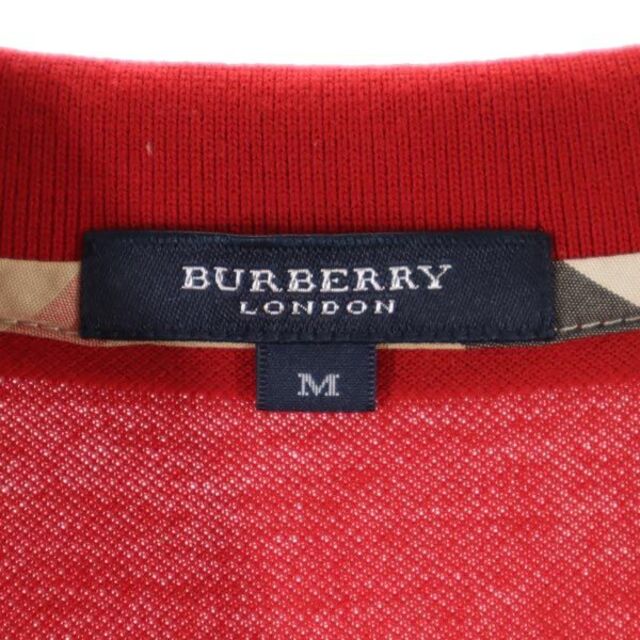 BURBERRY(バーバリー)のバーバリー ロゴ刺繍 半袖 ポロシャツ M レッド BURBERRY 三陽商会 日本製 メンズ 【中古】  【230521】 メール便可 メンズのトップス(ポロシャツ)の商品写真