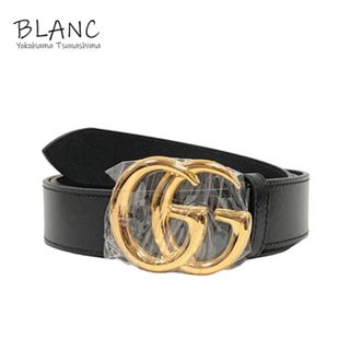 グッチ(Gucci)のグッチ ダブルG バックル ベルト 90サイズ レザー ブラック ゴールド 414516 GUCCI 横浜BLANC(ベルト)