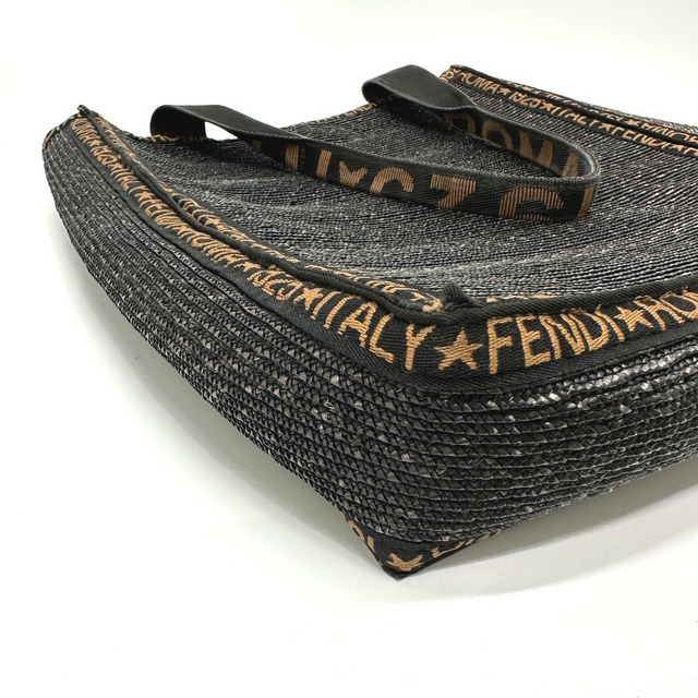 フェンディ FENDI ストローバッグ カバン トートバッグ ラフィア ブラック