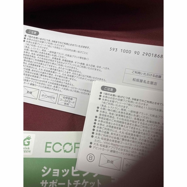 名古屋松坂屋エコフチケット34枚 チケットの優待券/割引券(ショッピング)の商品写真