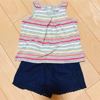 ベビーギャップ(babyGAP)のノースリトップス&花刺繍柄ショートパンツ(タンクトップ/キャミソール)