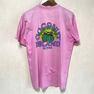 古着 ココナッツアイランド ピンク Tシャツ パームツリー ヤシの木 半袖(Tシャツ/カットソー(半袖/袖なし))