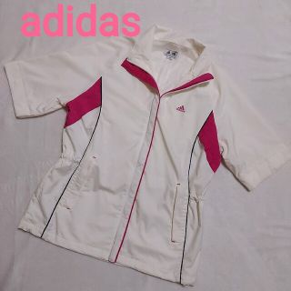 アディダス(adidas)の美品☆アディダス adidas半袖ウィンドブレーカー 白 M相当 ゴルフウェア(ウエア)