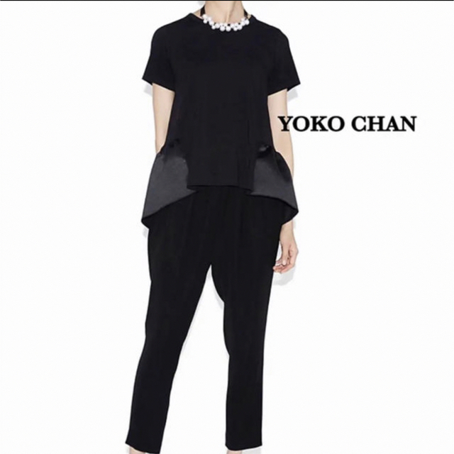 YOKO CHAN(ヨーコチャン)のYOKO CHAN　バックギャザーコクーンカットソー　ブラック レディースのトップス(カットソー(半袖/袖なし))の商品写真