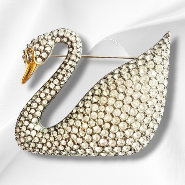 驚きの価格 SALE SWAROVSKI スワロフスキー ブローチ スワン 白鳥