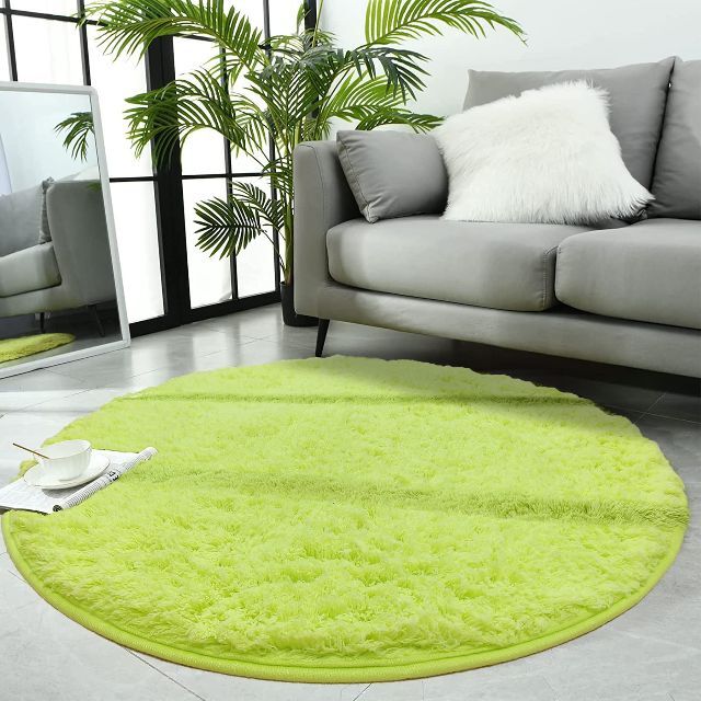 【色: Green】Pavemlo 円形ラグマット カーペット マット丸型 絨毯