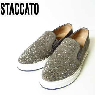 スタッカート(STACCATO)の美品 STACCATO スタッカート スワロフスキー スリッポン 22.5㎝(スニーカー)