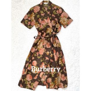 BURBERRY   バーバリー 希少花柄ロングワンピース 総柄 半袖 麻