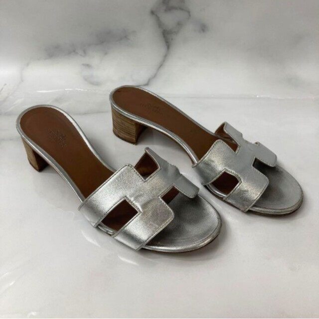 値下 HERMES エルメス オアジス シルバー サンダル