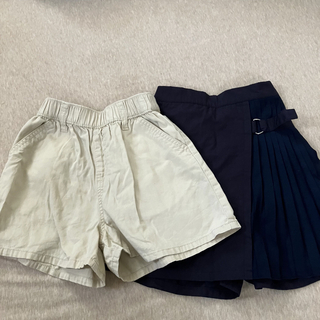 ベージュ、紺スカート、パンツスカートおまとめ２点セット(スカート)