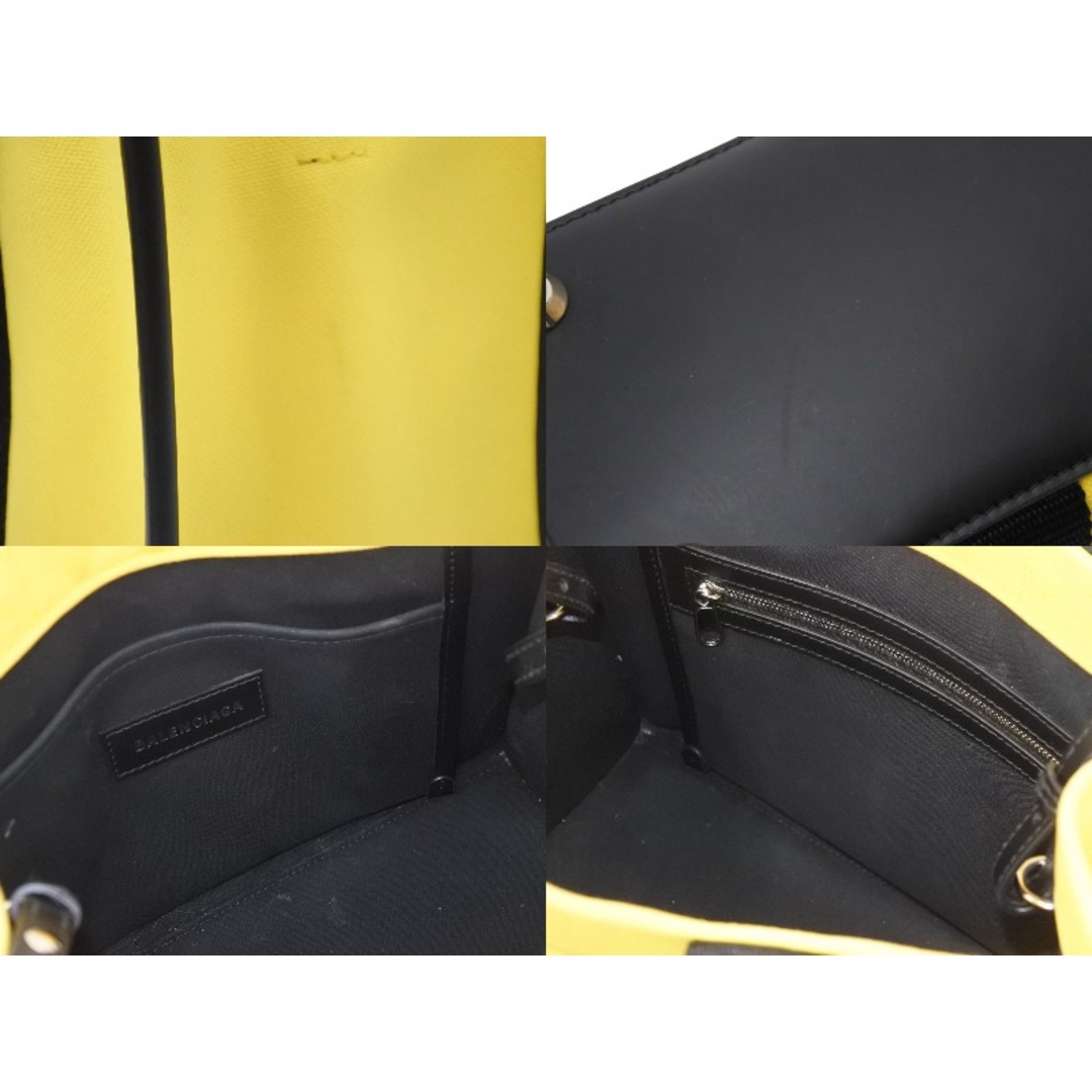 BALENCIAGA バレンシアガ トートバッグ ショルダーバッグ ハードウェア キャンバス イエロー ブラック シルバー金具 美品 中古49716