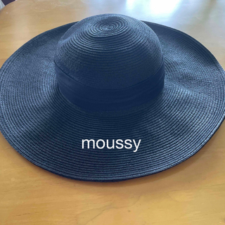 マウジー(moussy)の【moussy】ブラック　ストローハット格好良い⭐︎お値下げ♪(麦わら帽子/ストローハット)