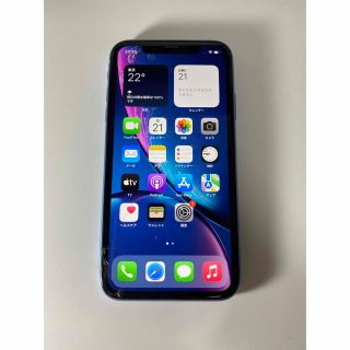 アイフォーン(iPhone)のiPhoneXR 128GB au simフリー ブルー 中古 ジャンク (スマートフォン本体)