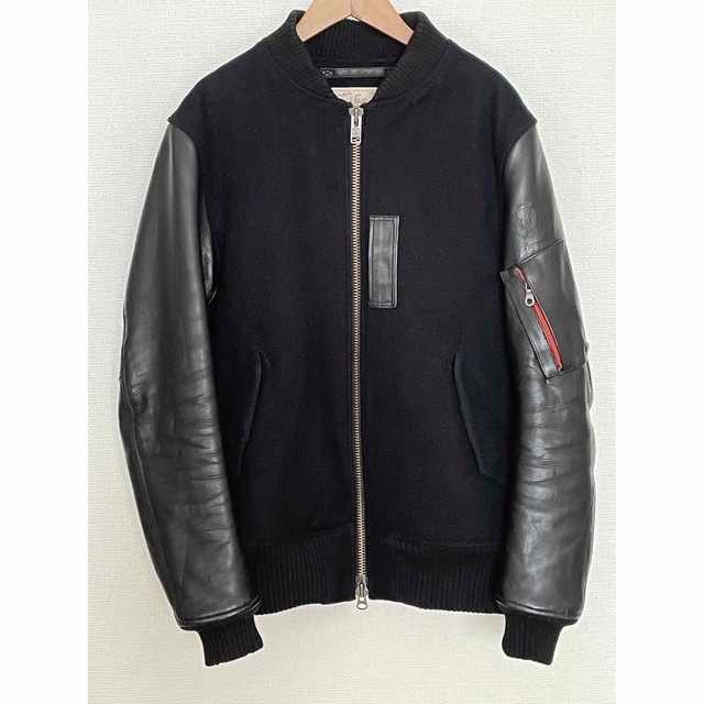 AVIREX Leather Sleeve Bomber Jacket