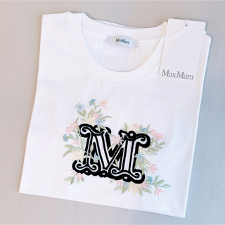 マックスマーラ(Max Mara)のMAX MARA SACHA Mロゴ 刺繍 コットン Tシャツ(Tシャツ(半袖/袖なし))
