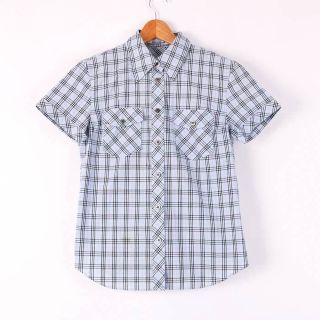 バーバリーブルーレーベル(BURBERRY BLUE LABEL)のバーバリーブルーレーベル 半袖シャツ チェック 胸ポケット トップス コットン100% レディース 38サイズ グレー BURBERRY BLUE LABEL(カットソー(半袖/袖なし))