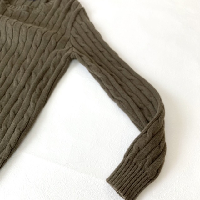 ●ポロラルフローレン●ケーブルニット コットン カーキ ユニセックス 刺繍 QR