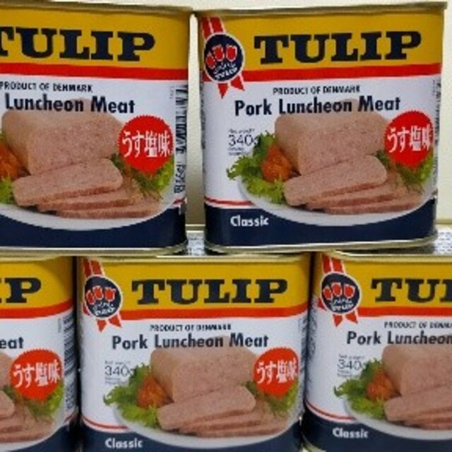 【チューリップ】★ポークランチョンミート★３4０ｇ×5缶★ TULIP Pork 食品/飲料/酒の加工食品(缶詰/瓶詰)の商品写真