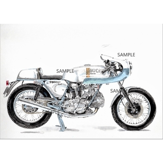 ドゥカティ(Ducati)のドゥカティ 750SS 水彩画 バイク イラスト インテリア(その他)