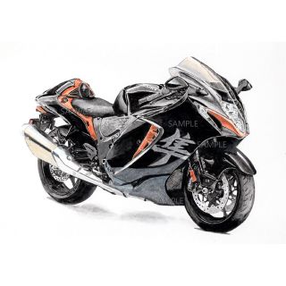 スズキ(スズキ)のスズキ GSX1300 ハヤブサ 隼 水彩画 バイク イラスト インテリア(その他)